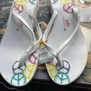 SO White Peace Sign Sandals